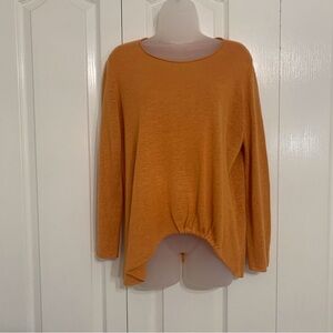 Eileen Fisher Linen Top Small Orange Long Sleeve